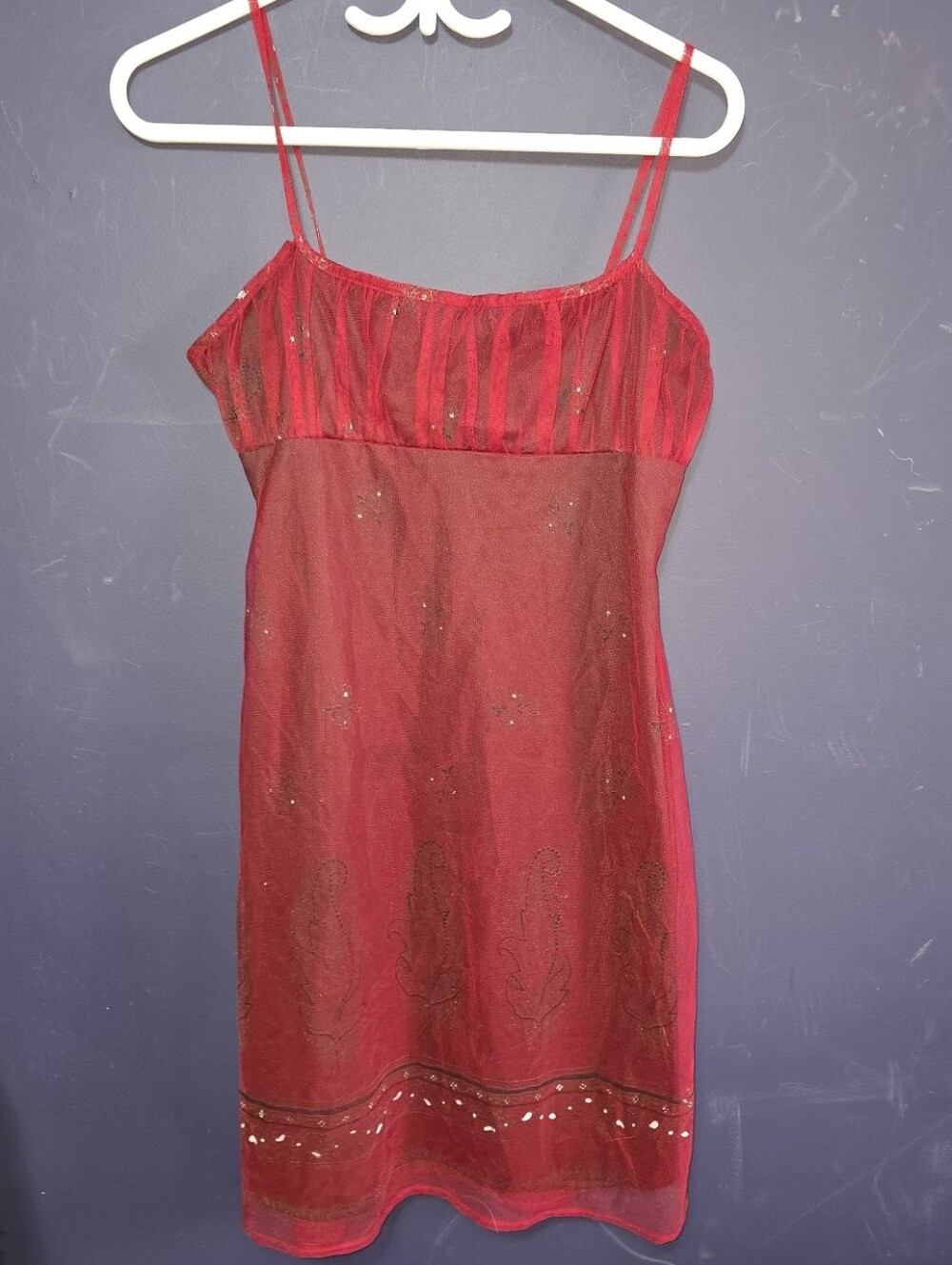 Vintage 90s Scarlet Goth Mini Dress S/M - Picture 2 of 7